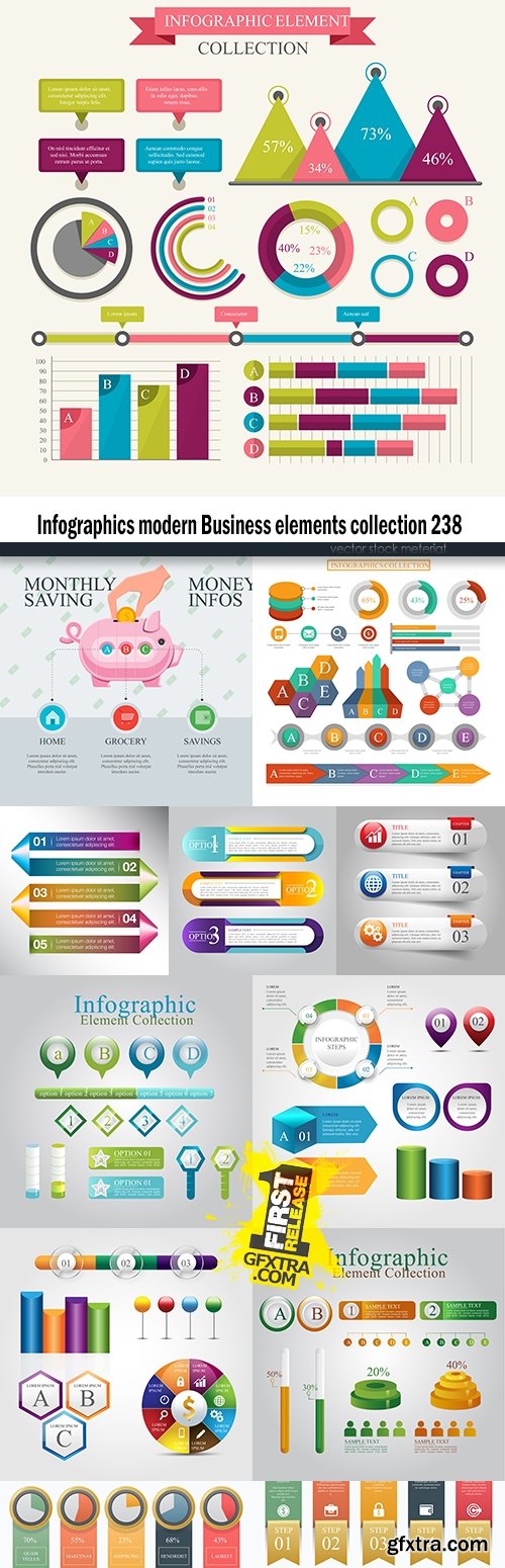 Infographics modern Business elements collection 238