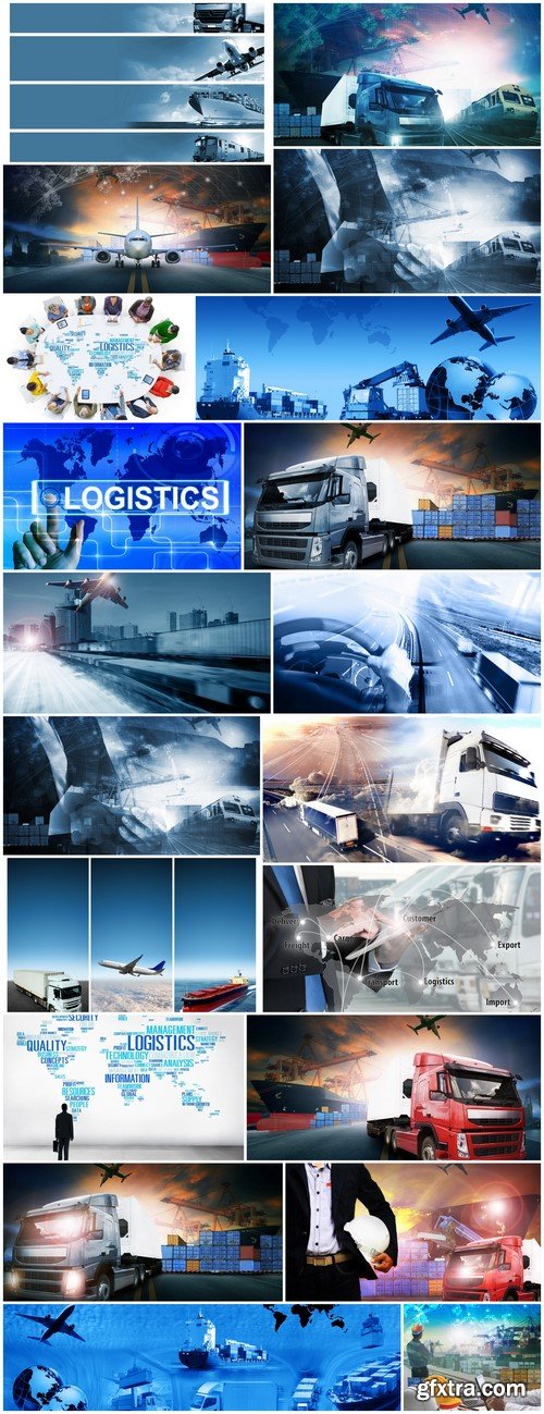 Abstract background Trucks and transport Highway and delivering 20X JPEG