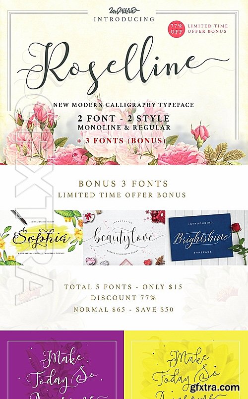 CM - Roselline Typeface - 2 Style + BONUS 1245624