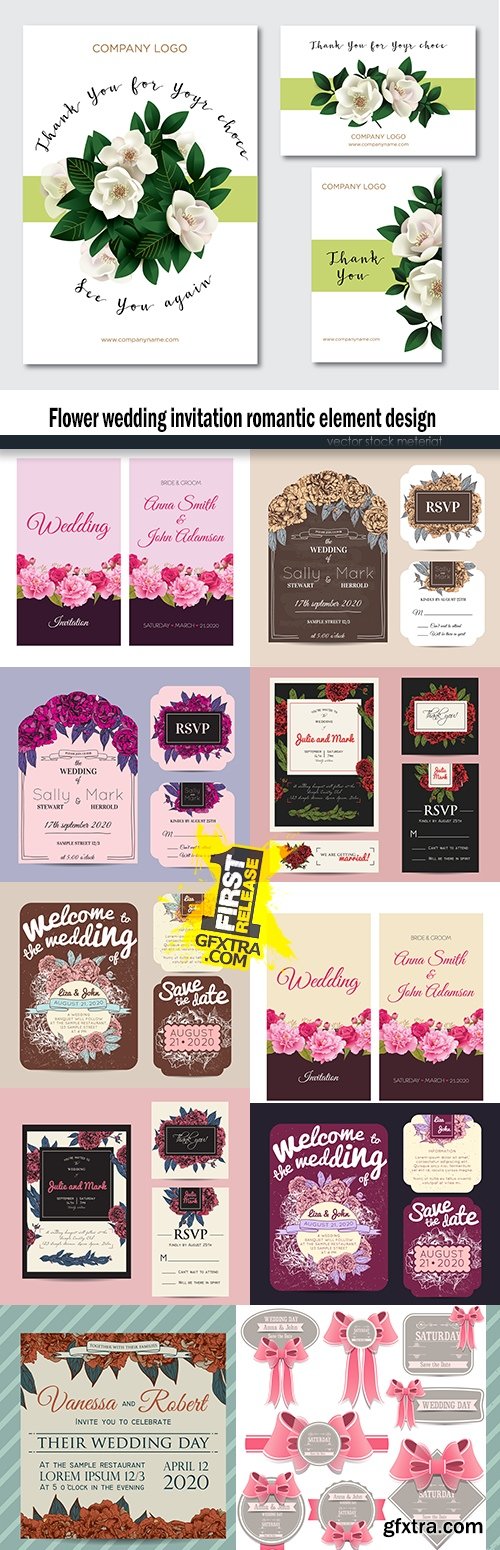 Flower wedding invitation romantic element design