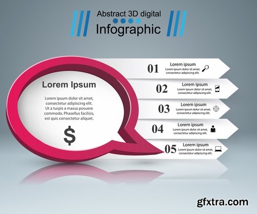 Collection of infographics idea light bulb turn based strategy for business success 4-25 EPS