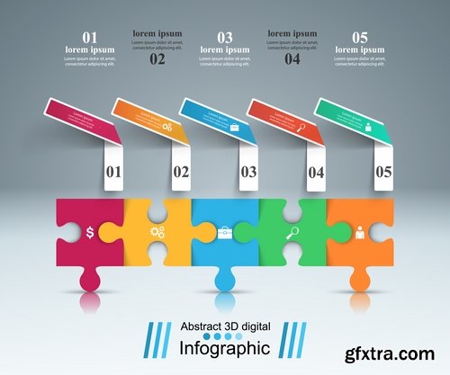 Collection of infographics idea light bulb turn based strategy for business success 4-25 EPS