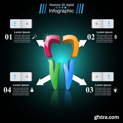 Collection of infographics idea light bulb turn based strategy for business success 4-25 EPS