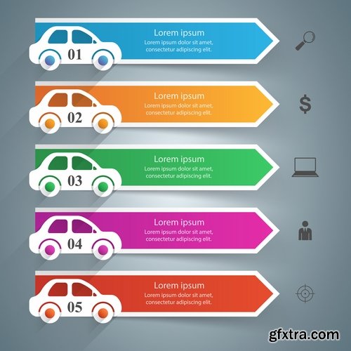 Collection of infographics idea light bulb turn based strategy for business success 4-25 EPS