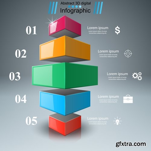 Collection of infographics idea light bulb turn based strategy for business success 4-25 EPS