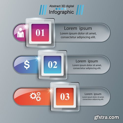 Collection of infographics idea light bulb turn based strategy for business success 4-25 EPS