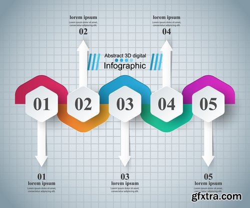 Collection of infographics idea light bulb turn based strategy for business success 4-25 EPS