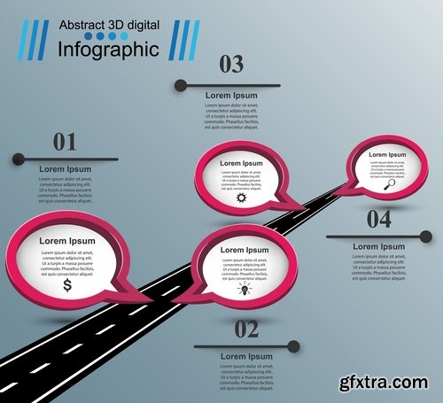 Collection of infographics idea light bulb turn based strategy for business success 4-25 EPS