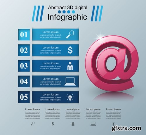 Collection of infographics idea light bulb turn based strategy for business success 4-25 EPS