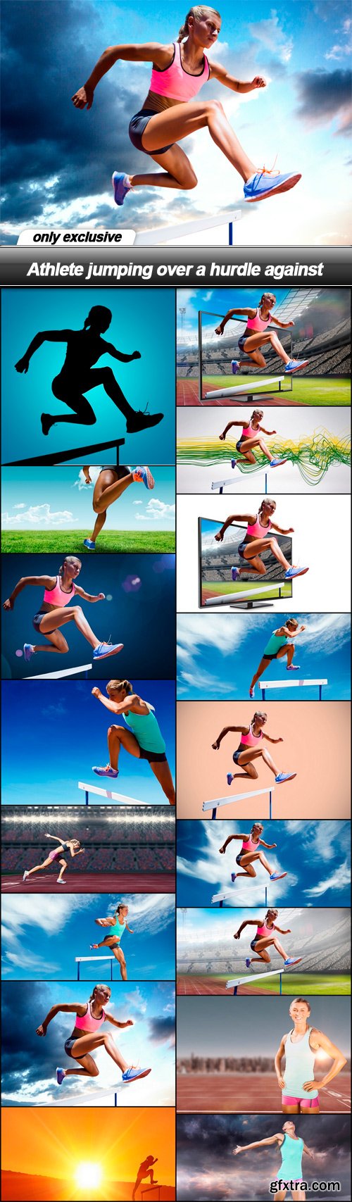 Athlete jumping over a hurdle against - 17 UHQ JPEG