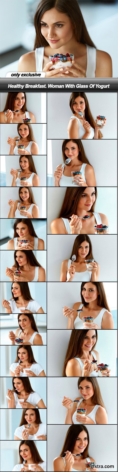 Healthy Breakfast. Woman With Glass Of Yogurt - 20 UHQ JPEG