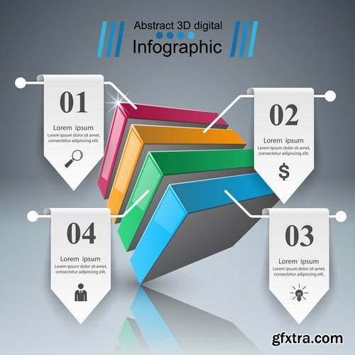 Collection of infographics idea light bulb turn based strategy for business success 5-25 EPS