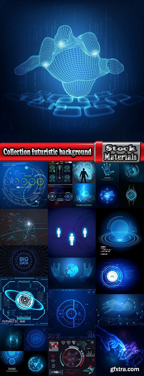 Collection futuristic background interface desktop web site template example vector image 25 EPS