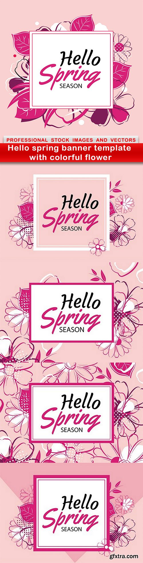 Hello spring banner template with colorful flower - 5 EPS