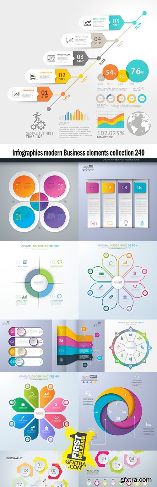 Infographics modern Business elements collection 240