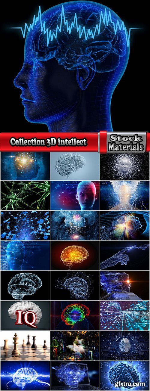 Collection 3D intellect intelligence brain neuron conceptual illustration 25 HQ Jpeg