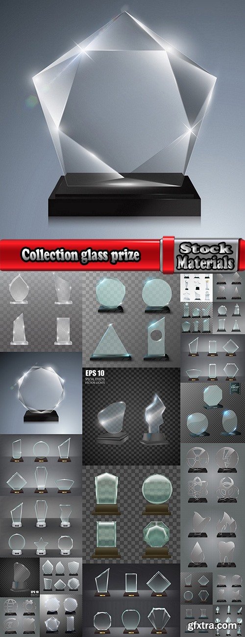 Collection glass prize trophy cup award stand advertising stand 25 EPS