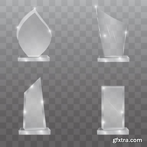 Collection glass prize trophy cup award stand advertising stand 25 EPS