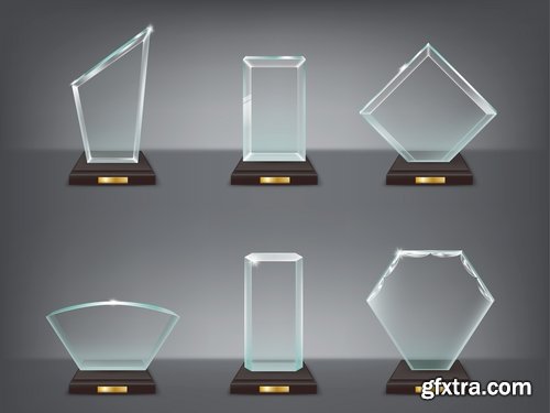 Collection glass prize trophy cup award stand advertising stand 25 EPS