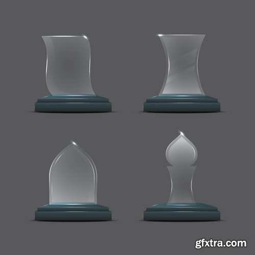 Collection glass prize trophy cup award stand advertising stand 25 EPS