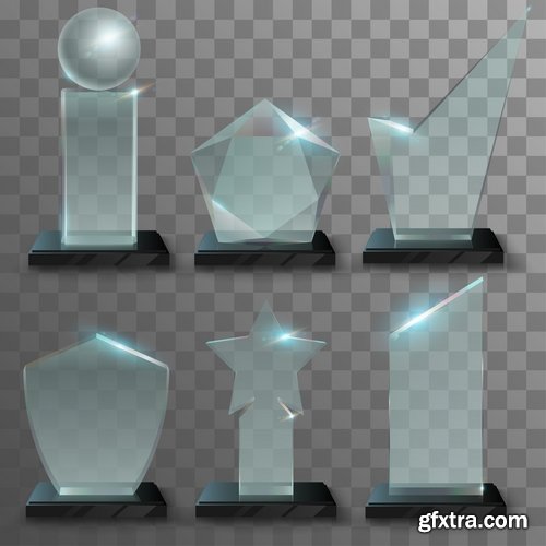 Collection glass prize trophy cup award stand advertising stand 25 EPS