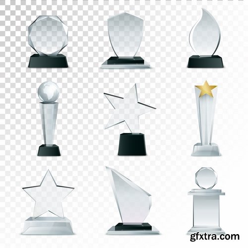 Collection glass prize trophy cup award stand advertising stand 25 EPS