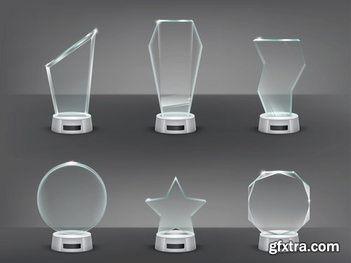 Collection glass prize trophy cup award stand advertising stand 25 EPS