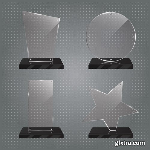 Collection glass prize trophy cup award stand advertising stand 25 EPS