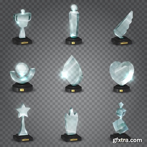 Collection glass prize trophy cup award stand advertising stand 25 EPS