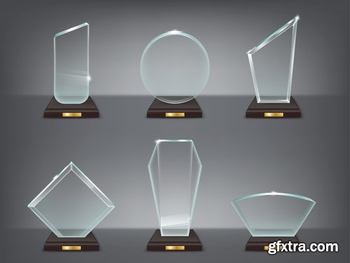 Collection glass prize trophy cup award stand advertising stand 25 EPS