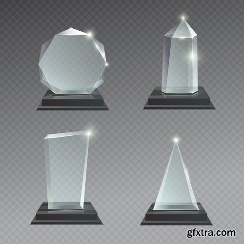 Collection glass prize trophy cup award stand advertising stand 25 EPS