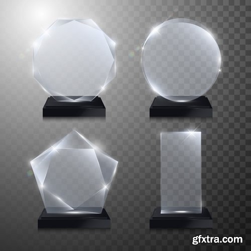 Collection glass prize trophy cup award stand advertising stand 25 EPS