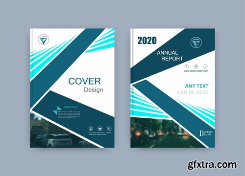 Collection of book cover flyer magazine booklet with infographics vector image 3-25 EPS