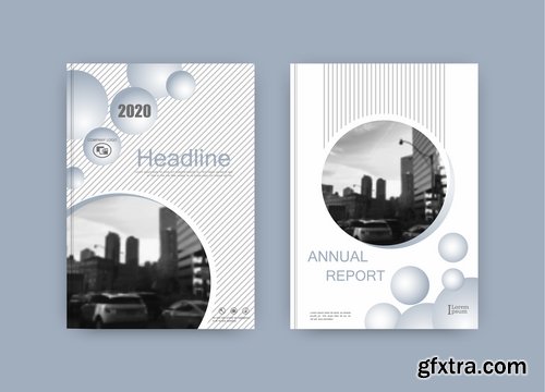 Collection of book cover flyer magazine booklet with infographics vector image 3-25 EPS