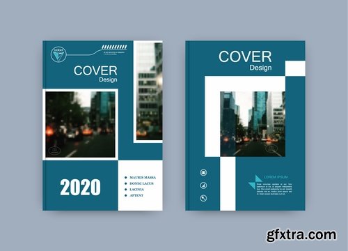 Collection of book cover flyer magazine booklet with infographics vector image 3-25 EPS