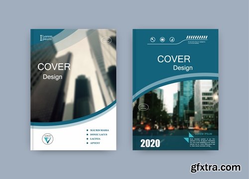 Collection of book cover flyer magazine booklet with infographics vector image 3-25 EPS