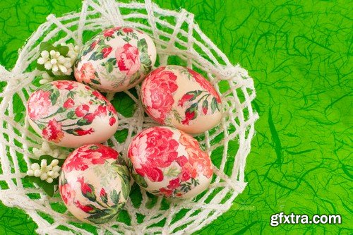 Decorated Easter eggs in basket - 6 UHQ JPEG