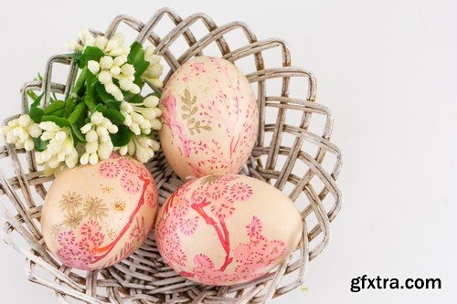 Decorated Easter eggs in basket - 6 UHQ JPEG