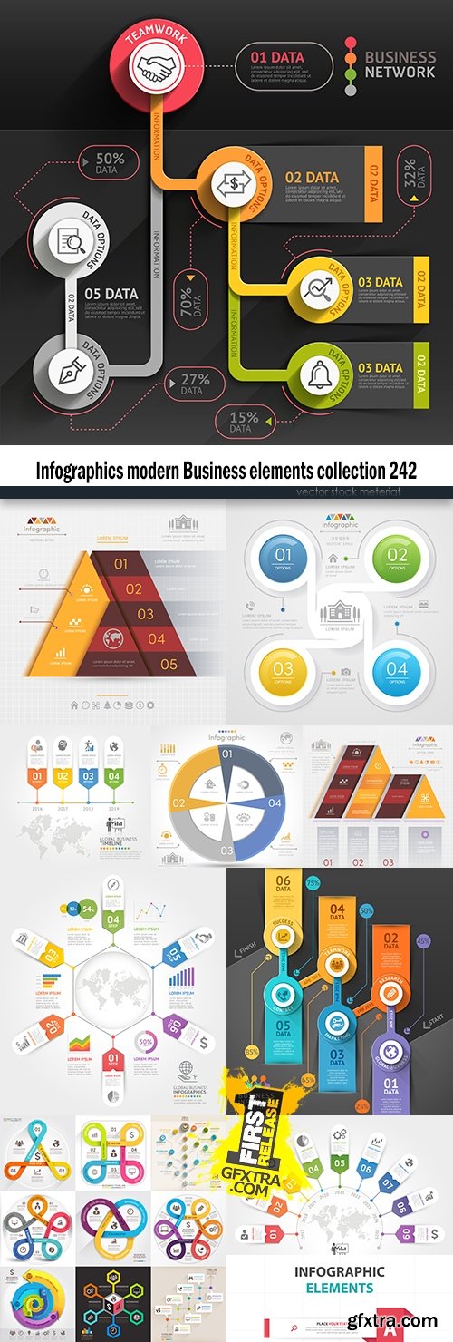 Infographics modern Business elements collection 242