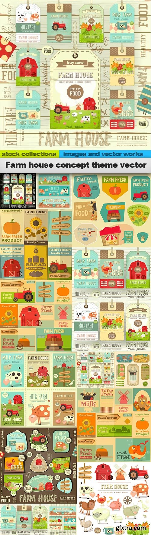 Farm house concept theme vector, 15 x EPS