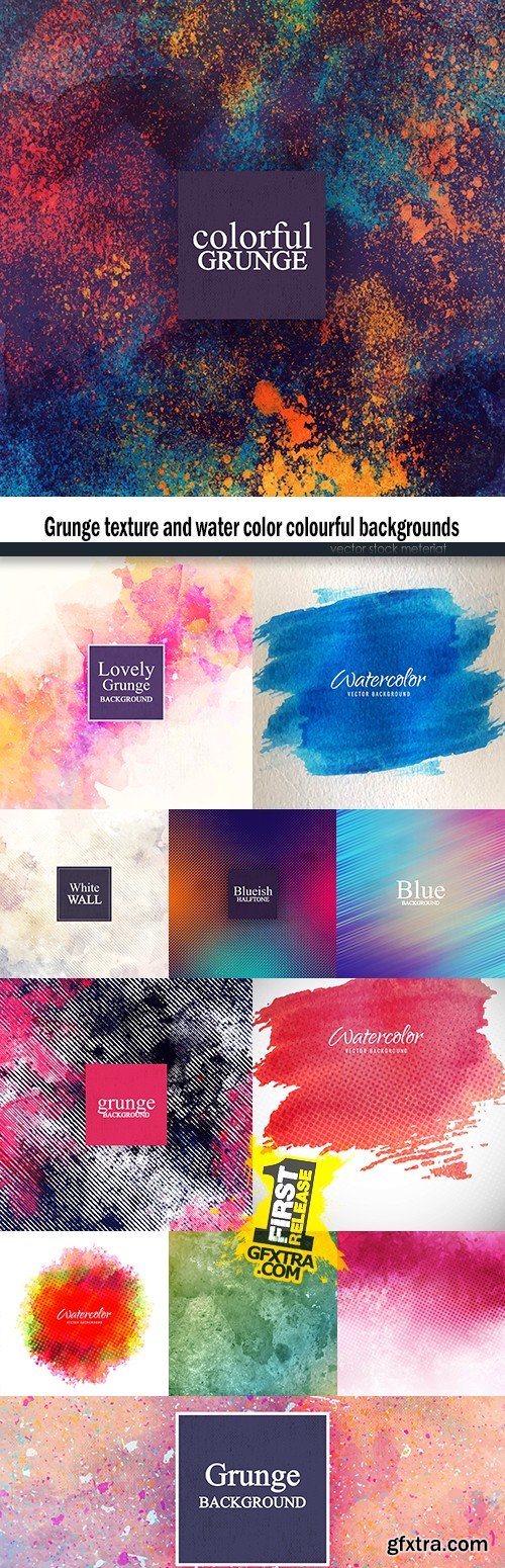 Grunge texture and water color colourful backgrounds