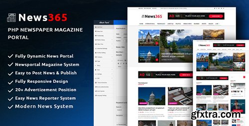 CodeCanyon - News365 v1.5 - PHP Newspaper Script Magazine Blog with Video Newspape - 19015501