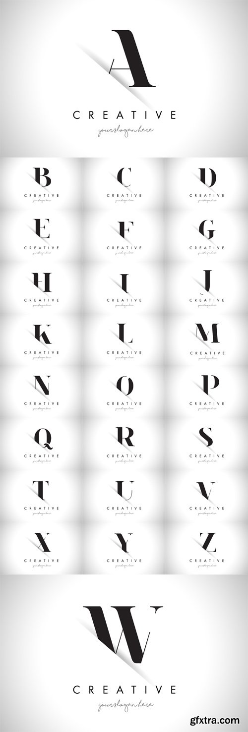 Vector Set - Letter Logos Design with Creative Paper Cut