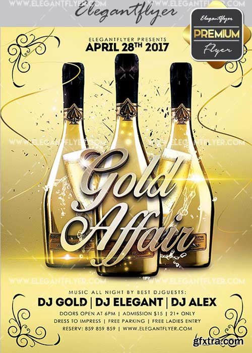 Gold Affair V5 Flyer PSD Template + Facebook Cover