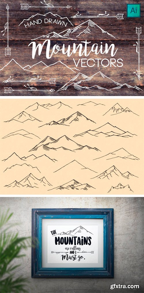 CM 1299906 - Hand Drawn Mountain Vectors