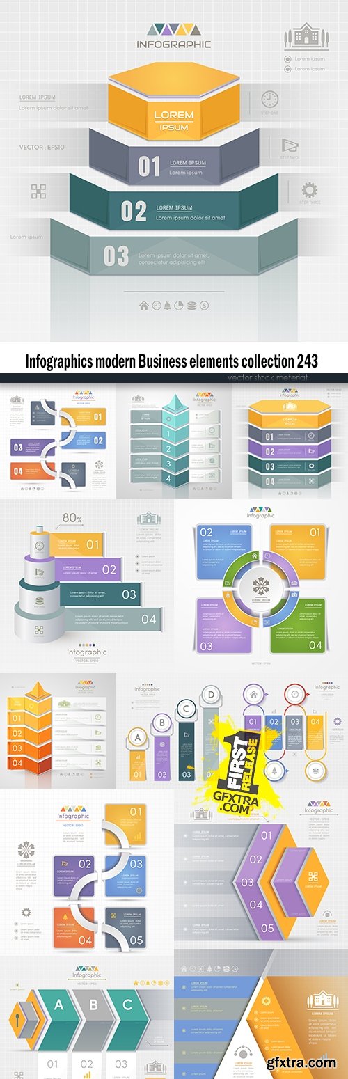 Infographics modern Business elements collection 243