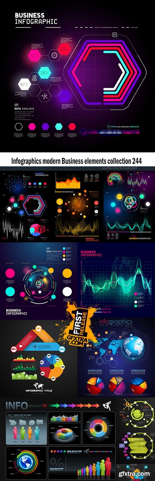 Infographics modern Business elements collection 244