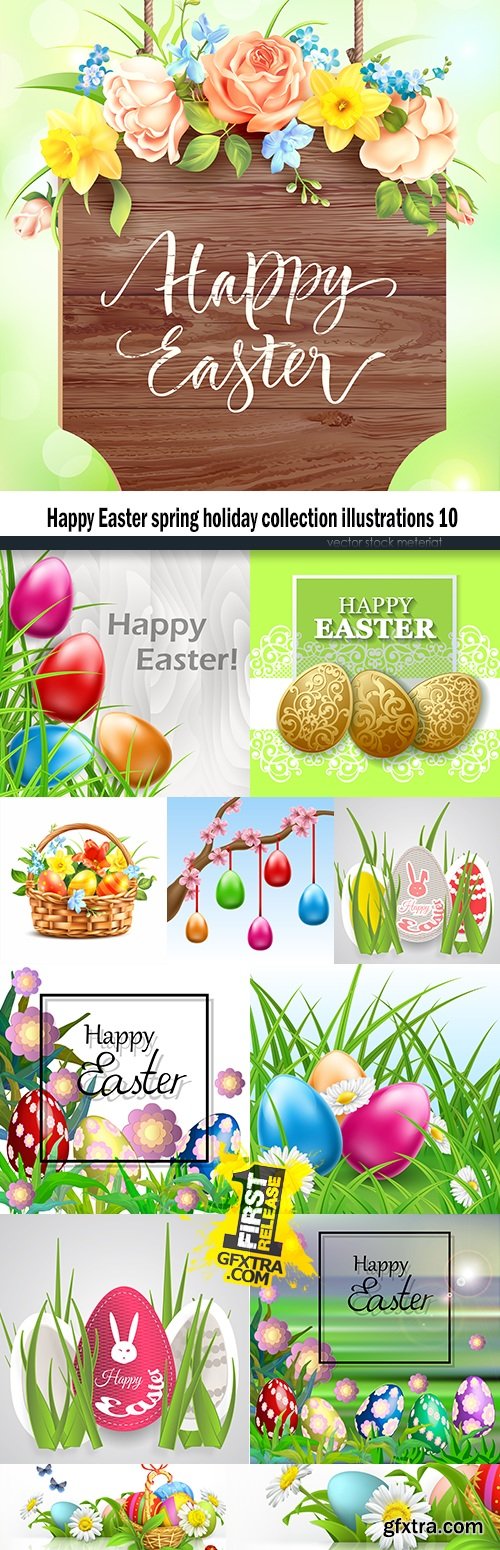 Happy Easter spring holiday collection illustrations 10