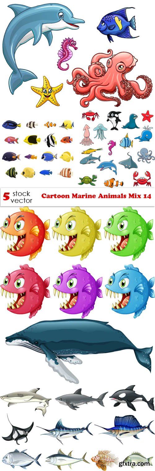 Vectors - Cartoon Marine Animals Mix 14