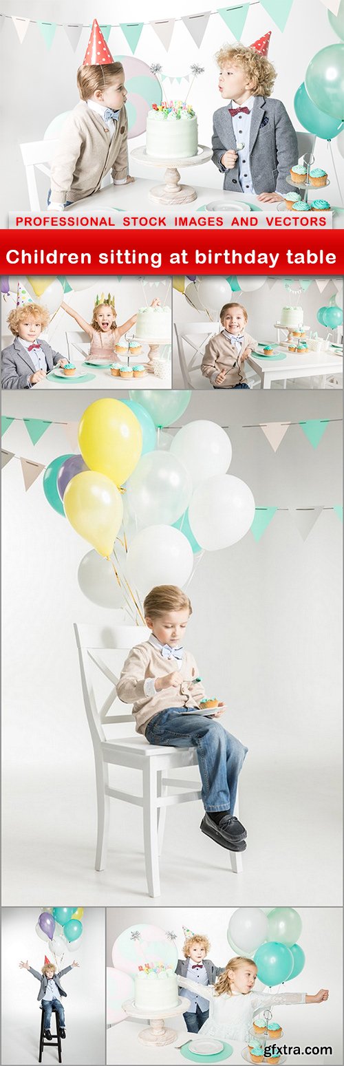 Children sitting at birthday table - 6 UHQ JPEG